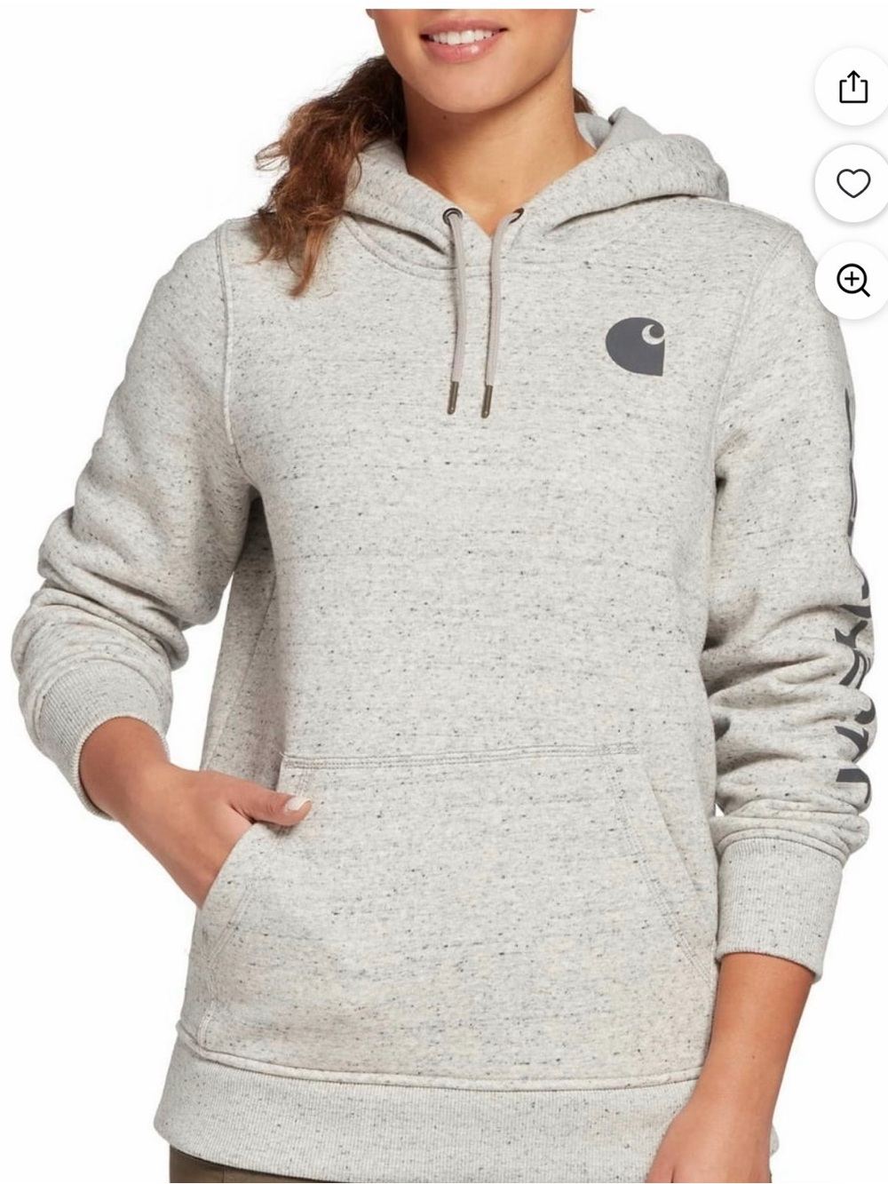 Women’s Carhartt Clarksburg Gray Logo Pullover Hoodie - Size XS